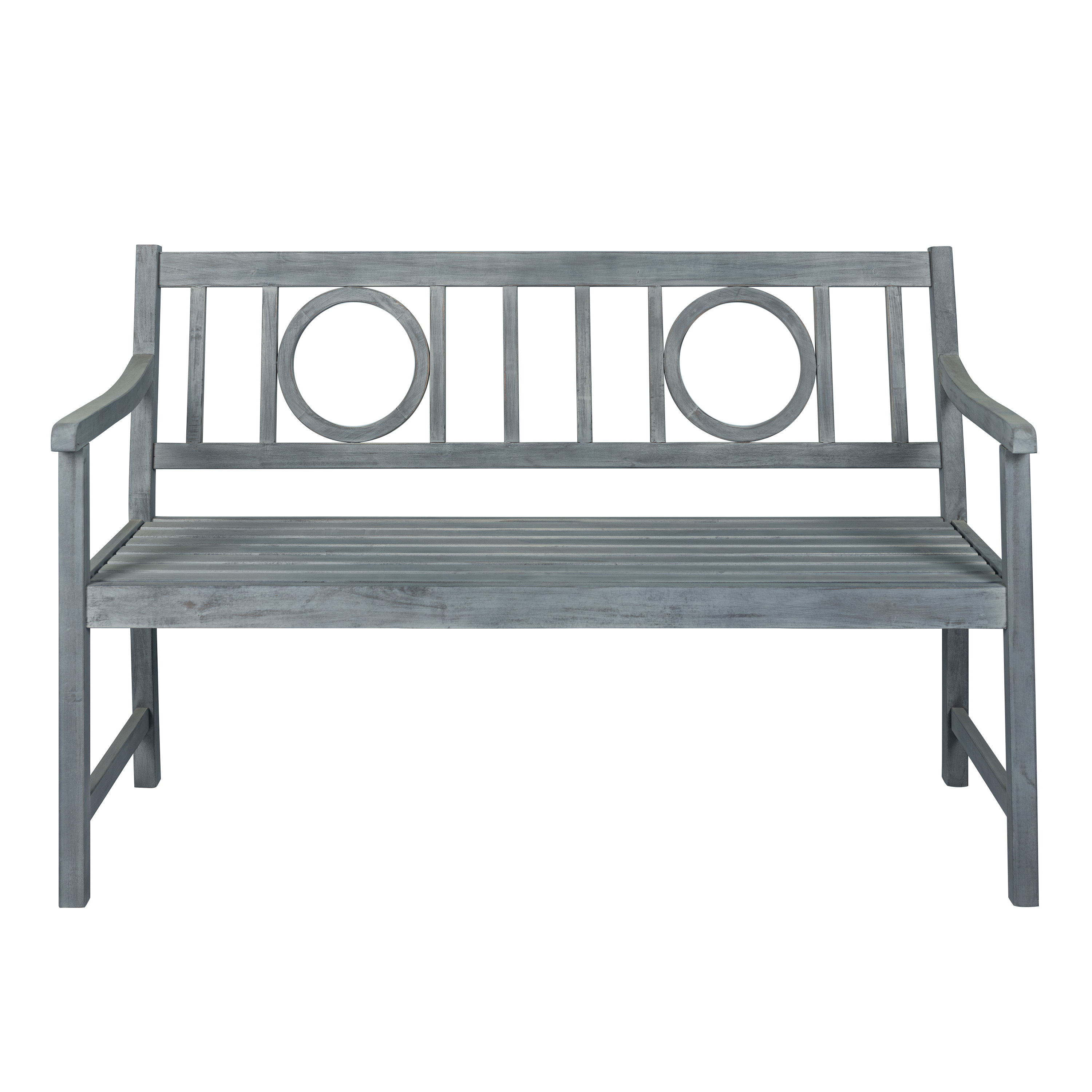 JONATHAN Y Apollo Circle Back Acacia Wood Outdoor Garden Patio Bench eBay