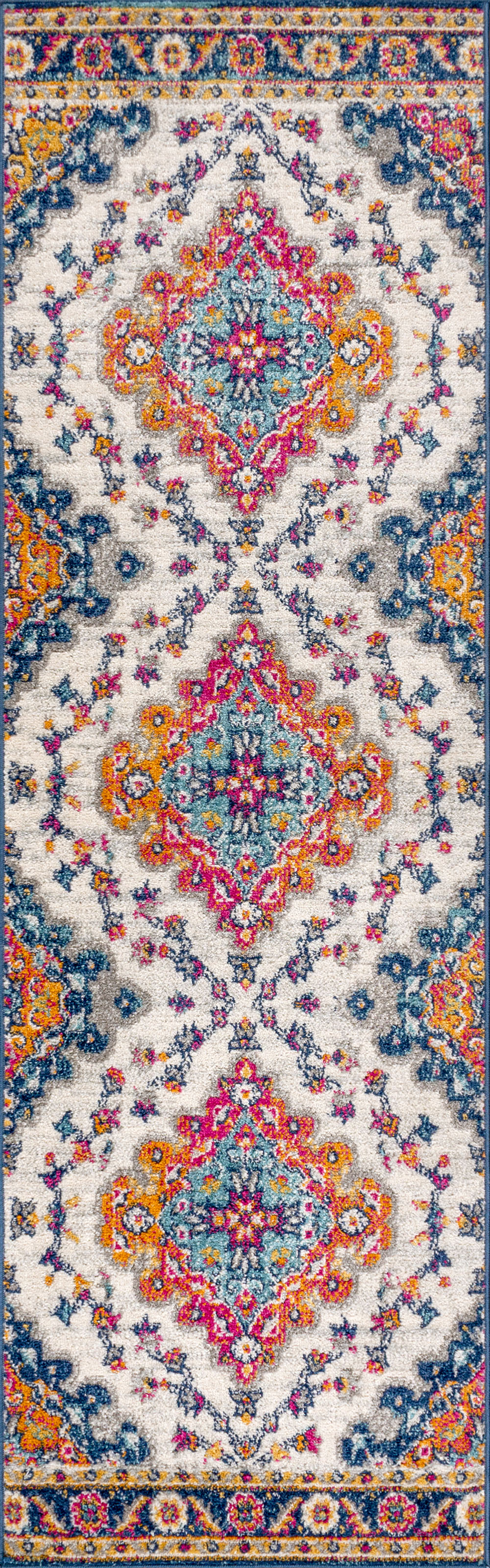 JONATHAN Y FLAIR Boho Vintage Medallion Plush Indoor Area Rug Blue Multicolor - Picture 13 of 49