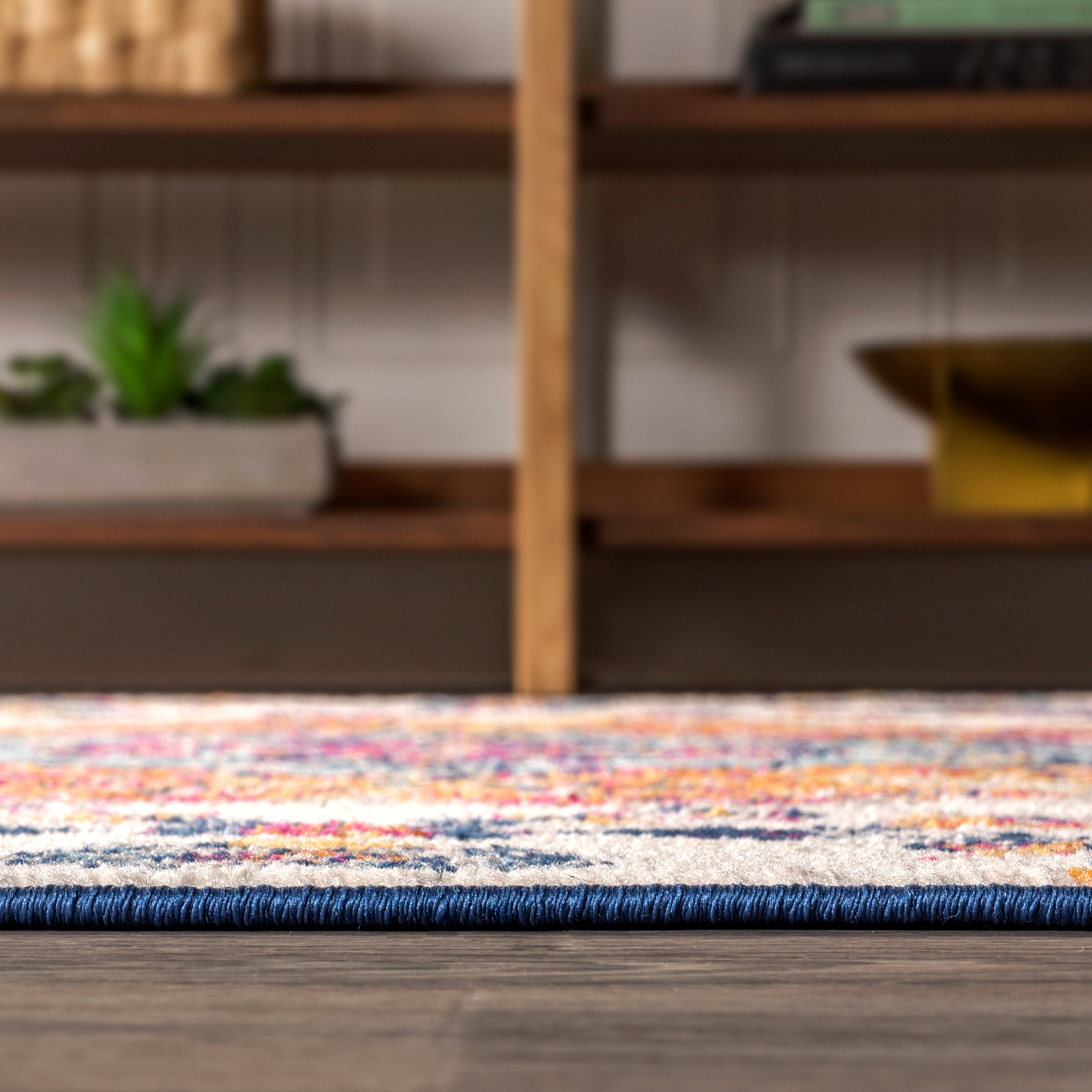 JONATHAN Y FLAIR Boho Vintage Medallion Plush Indoor Area Rug Blue Multicolor - Picture 5 of 49