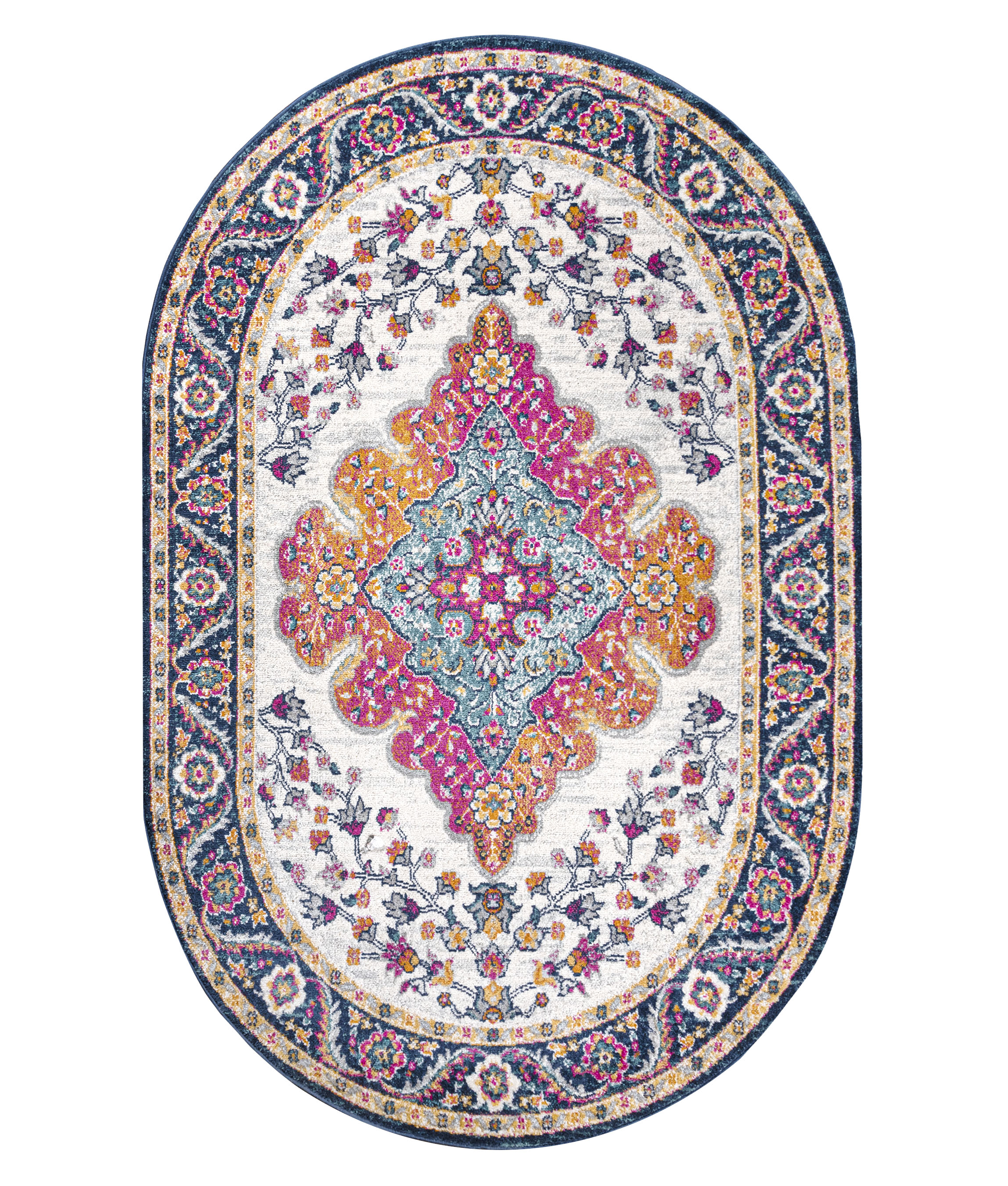 JONATHAN Y FLAIR Boho Vintage Medallion Plush Indoor Area Rug Blue Multicolor - Picture 7 of 49