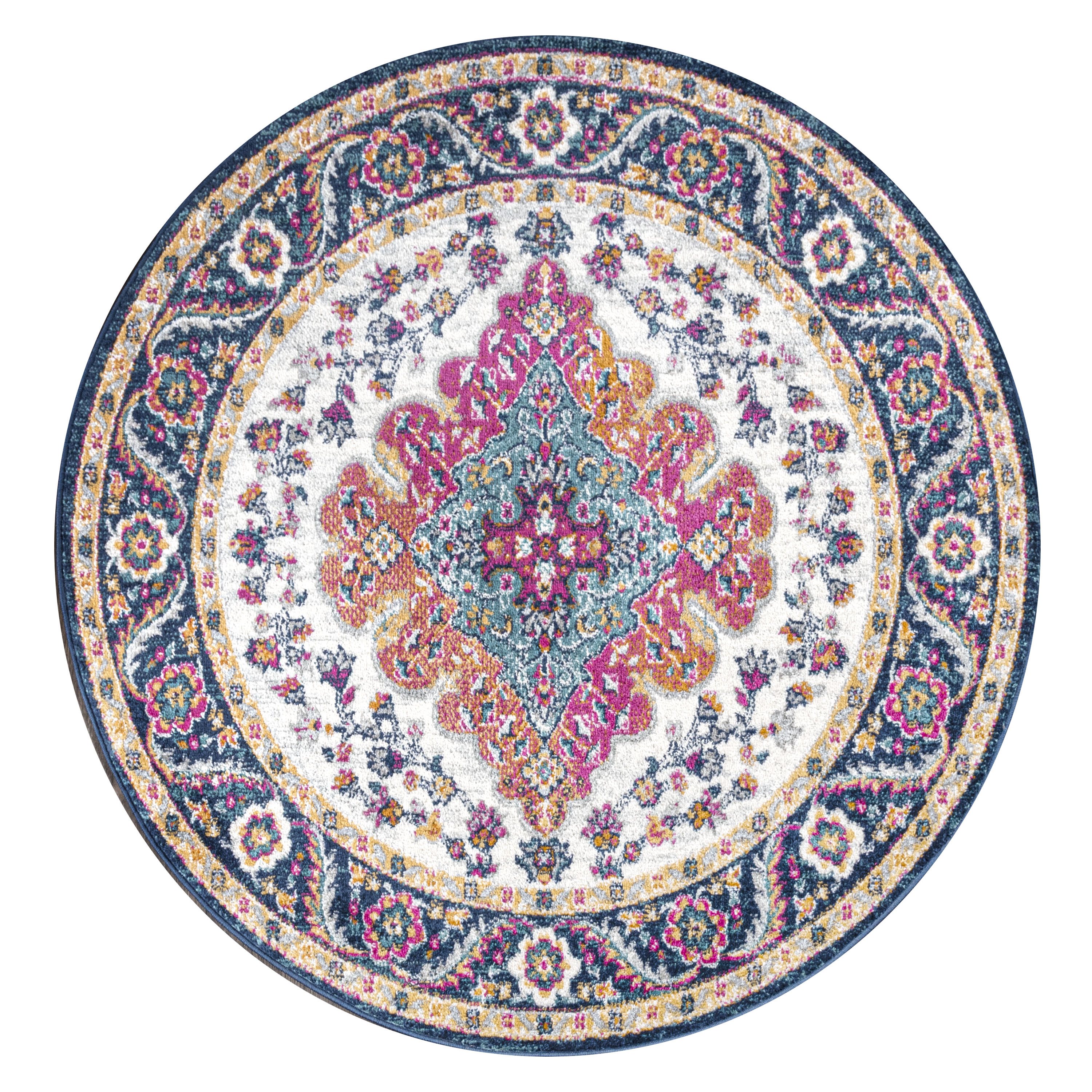 JONATHAN Y FLAIR Boho Vintage Medallion Plush Indoor Area Rug Blue Multicolor - Picture 9 of 49