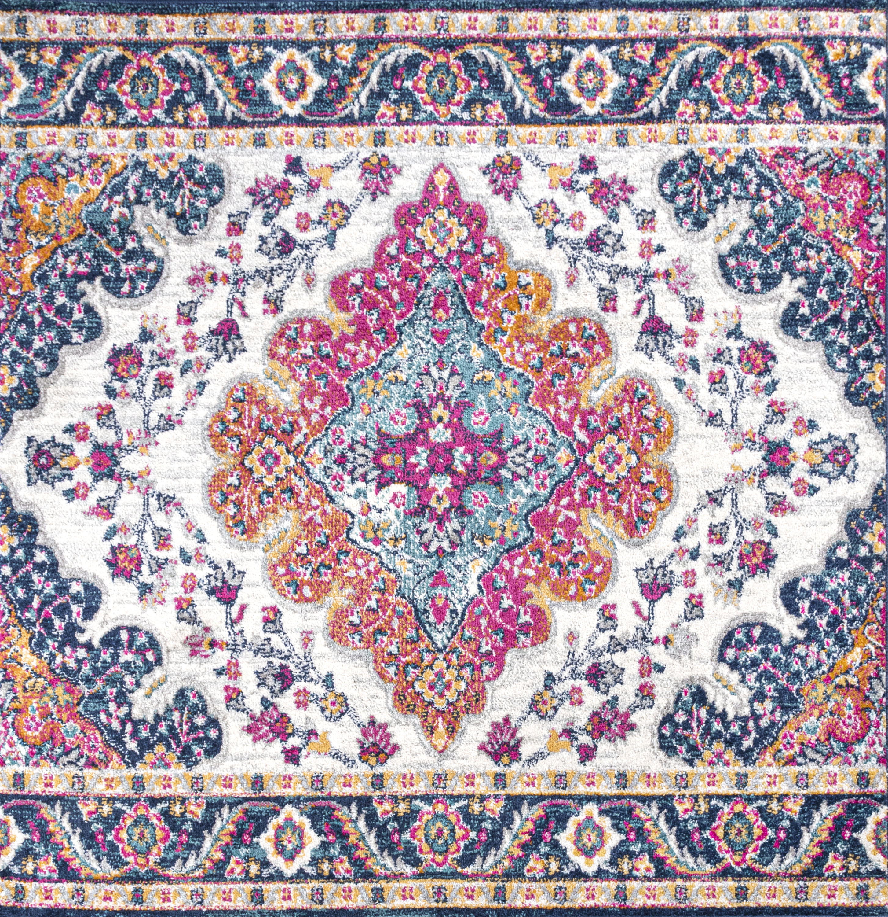 JONATHAN Y FLAIR Boho Vintage Medallion Plush Indoor Area Rug Blue Multicolor - Picture 11 of 49