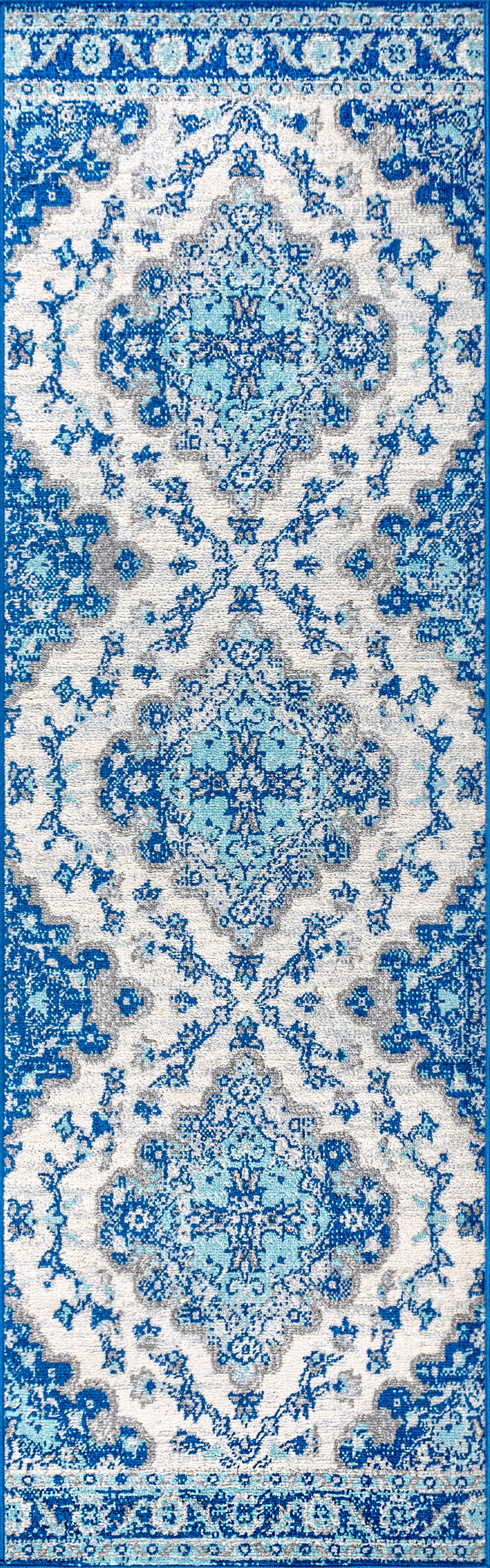 JONATHAN Y FLAIR Boho Vintage Medallion Plush Indoor Area Rug Blue Multicolor - Picture 25 of 49