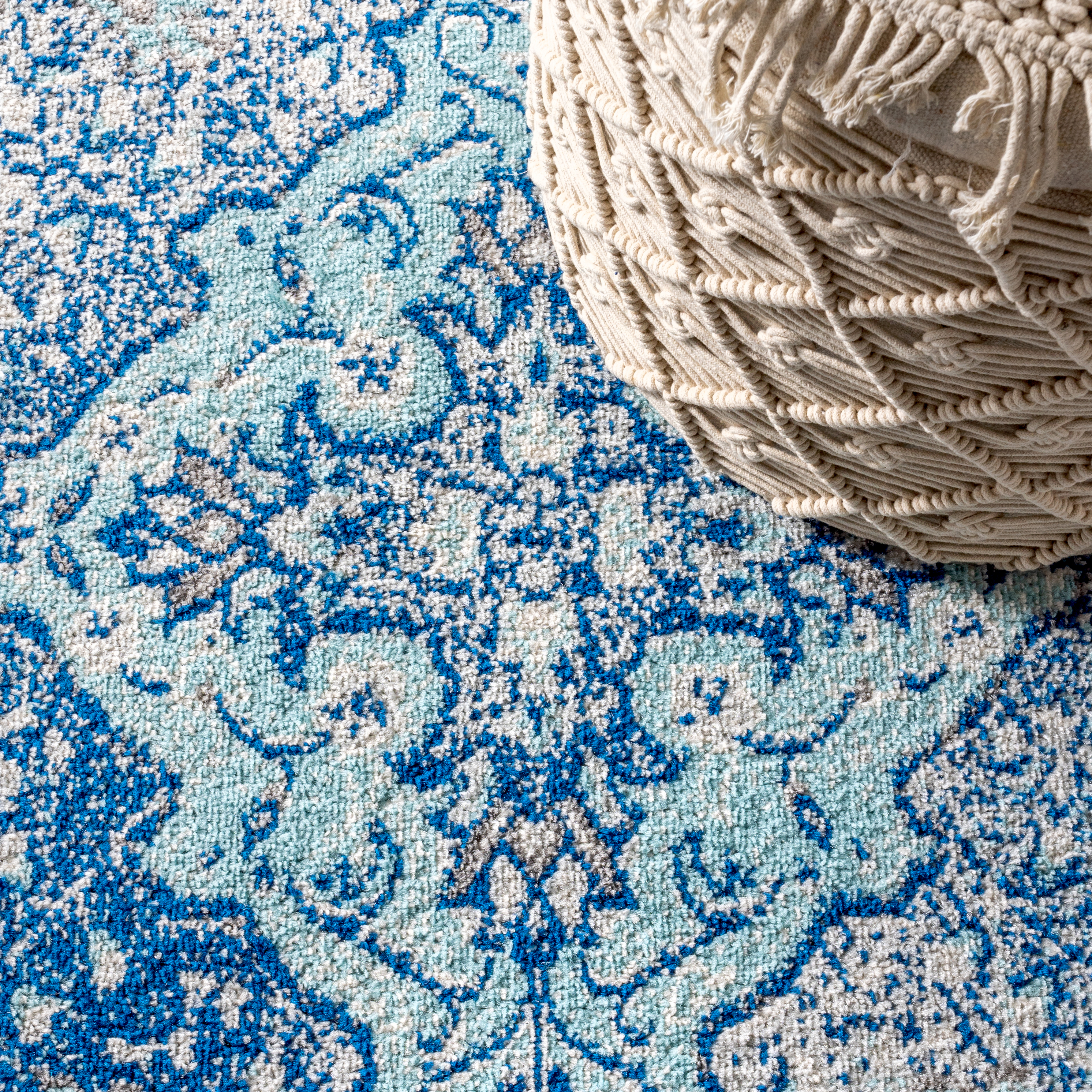 JONATHAN Y FLAIR Boho Vintage Medallion Plush Indoor Area Rug Blue Multicolor - Picture 19 of 49