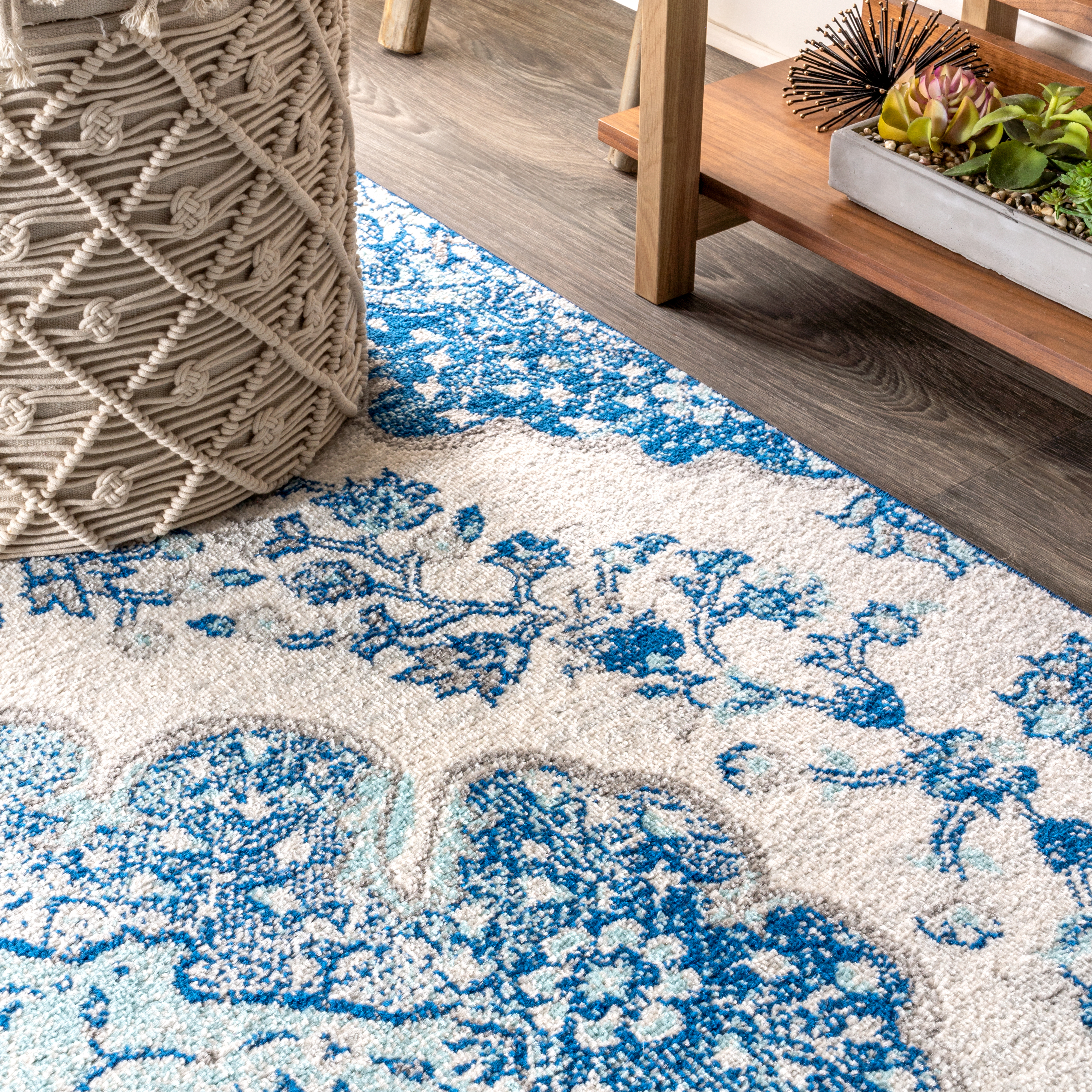 JONATHAN Y FLAIR Boho Vintage Medallion Plush Indoor Area Rug Blue Multicolor - Picture 20 of 49