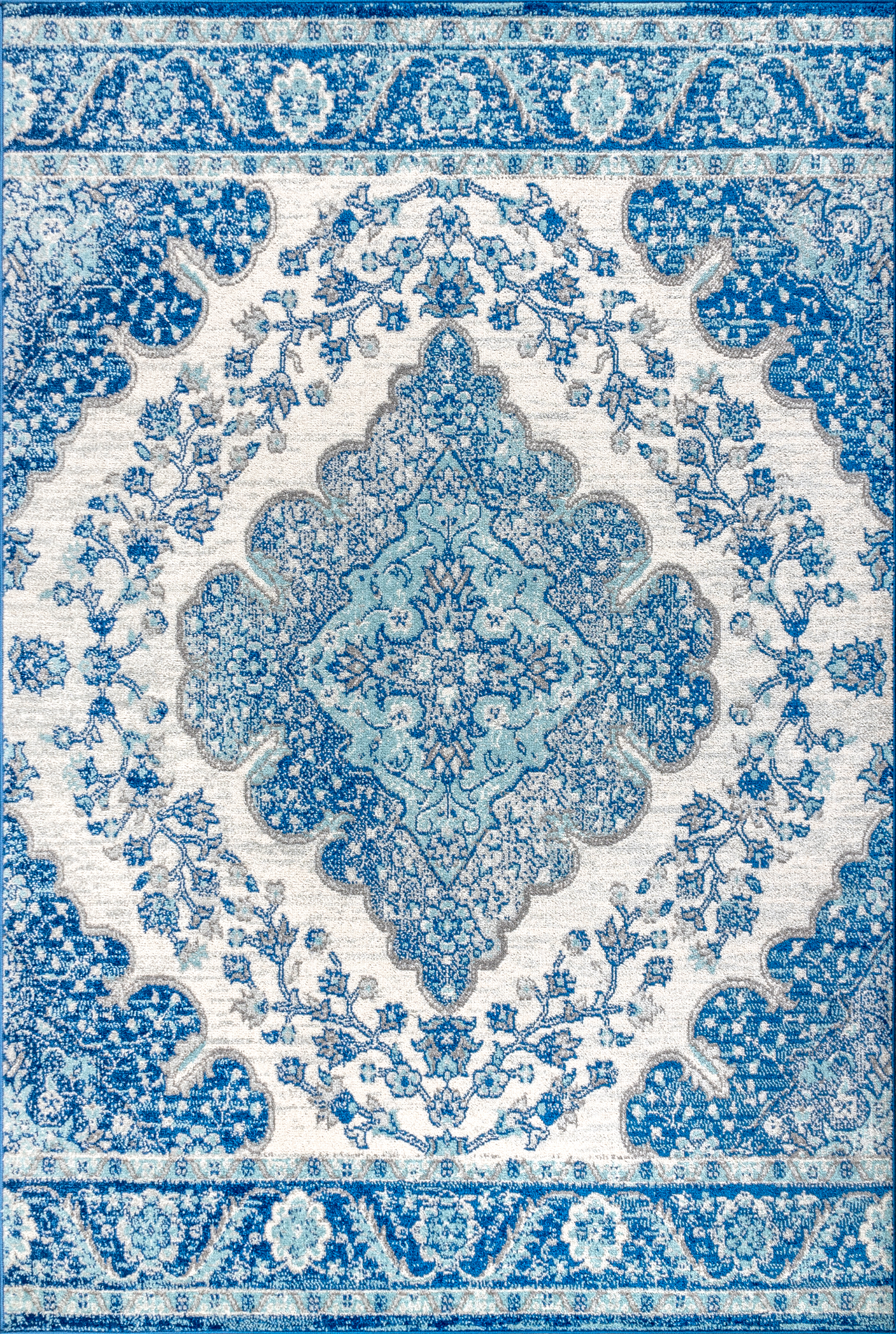 JONATHAN Y FLAIR Boho Vintage Medallion Plush Indoor Area Rug Blue Multicolor - Picture 15 of 49
