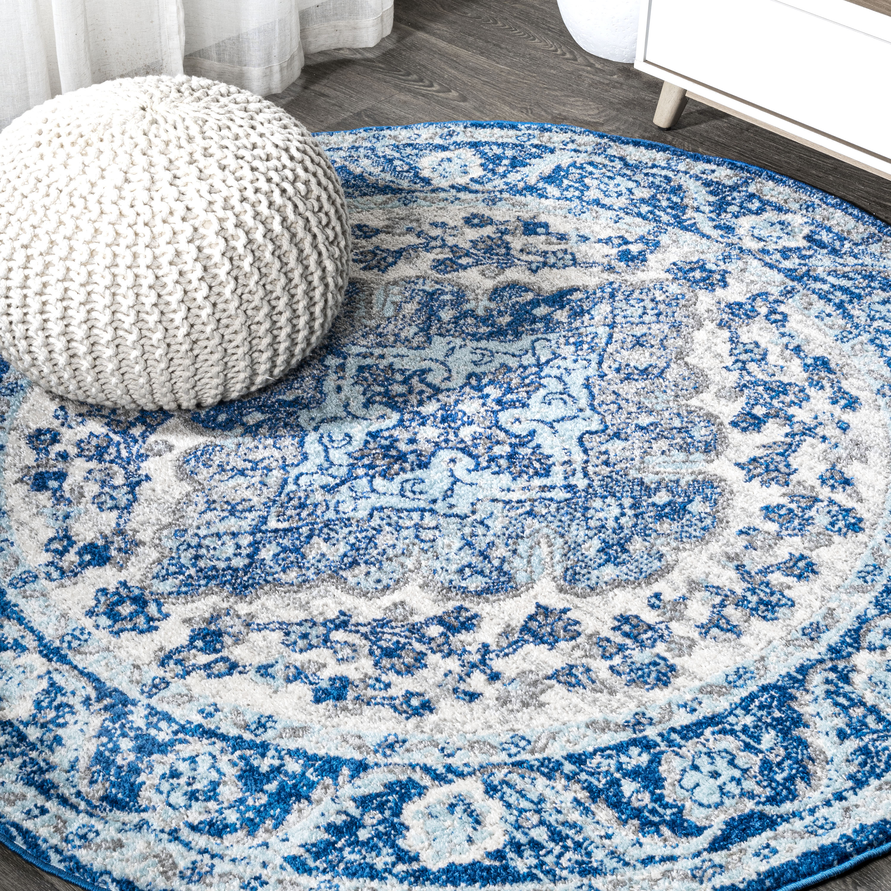 JONATHAN Y FLAIR Boho Vintage Medallion Plush Indoor Area Rug Blue Multicolor - Picture 22 of 49