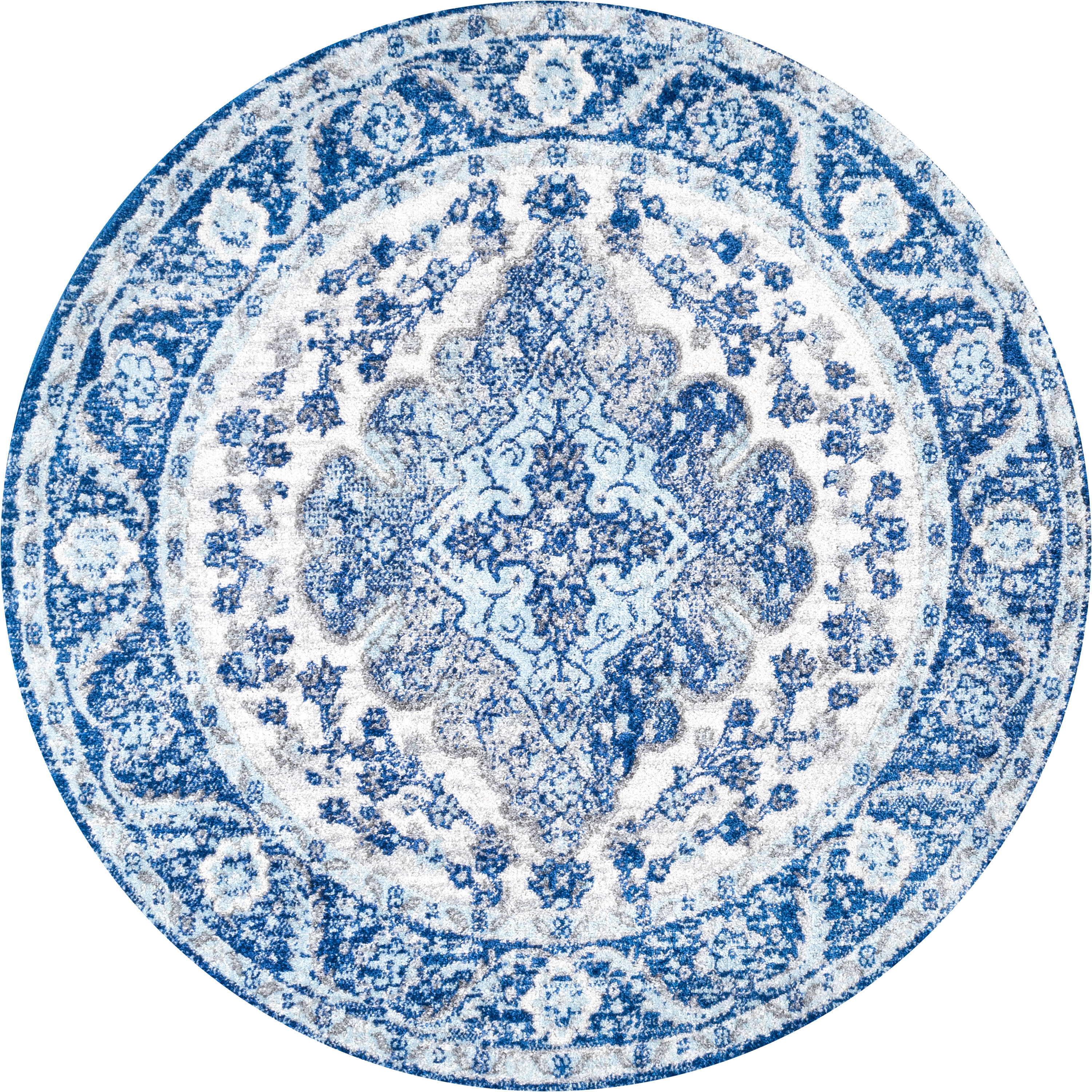 JONATHAN Y FLAIR Boho Vintage Medallion Plush Indoor Area Rug Blue Multicolor - Picture 23 of 49