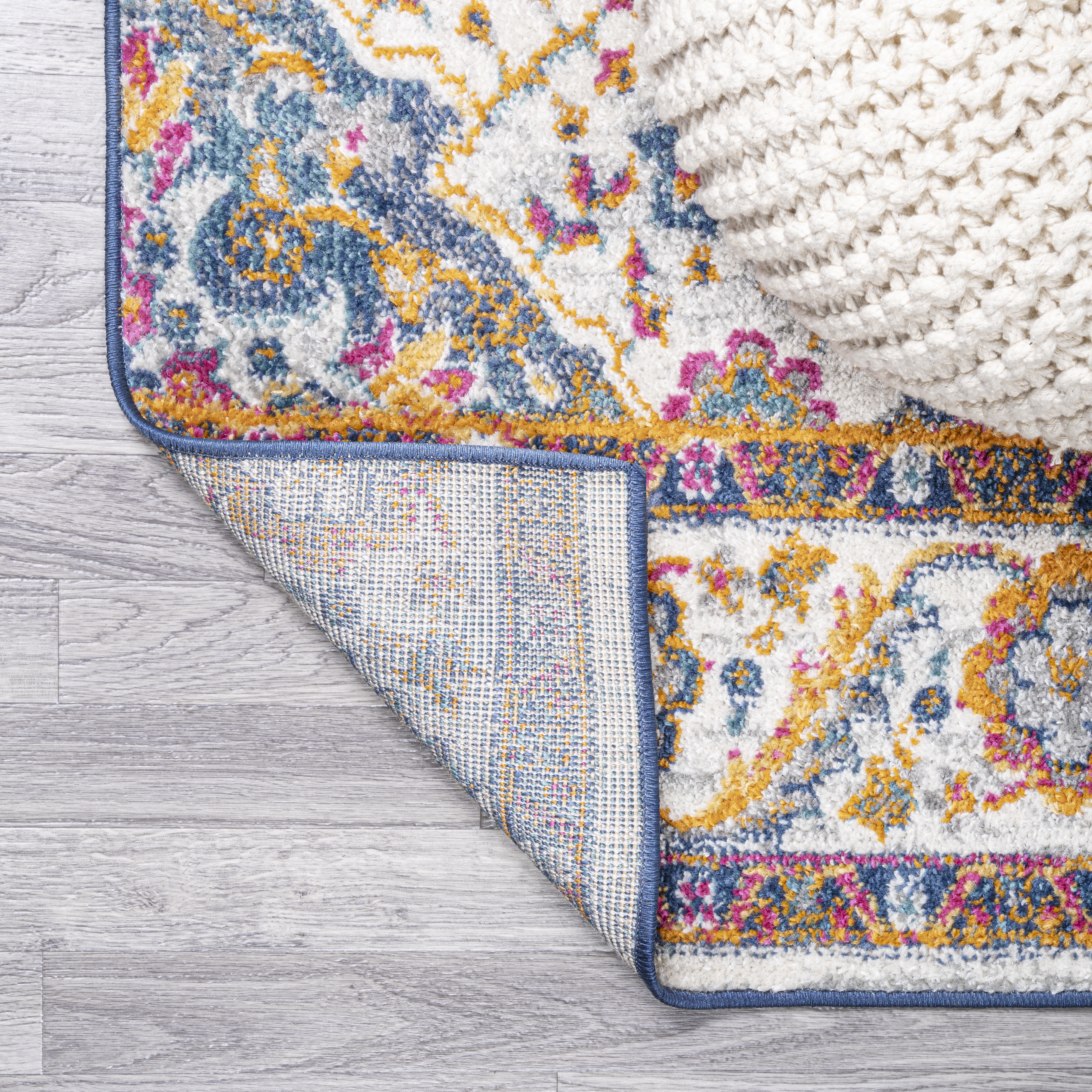 JONATHAN Y FLAIR Boho Vintage Medallion Plush Indoor Area Rug Blue Multicolor - Picture 31 of 49