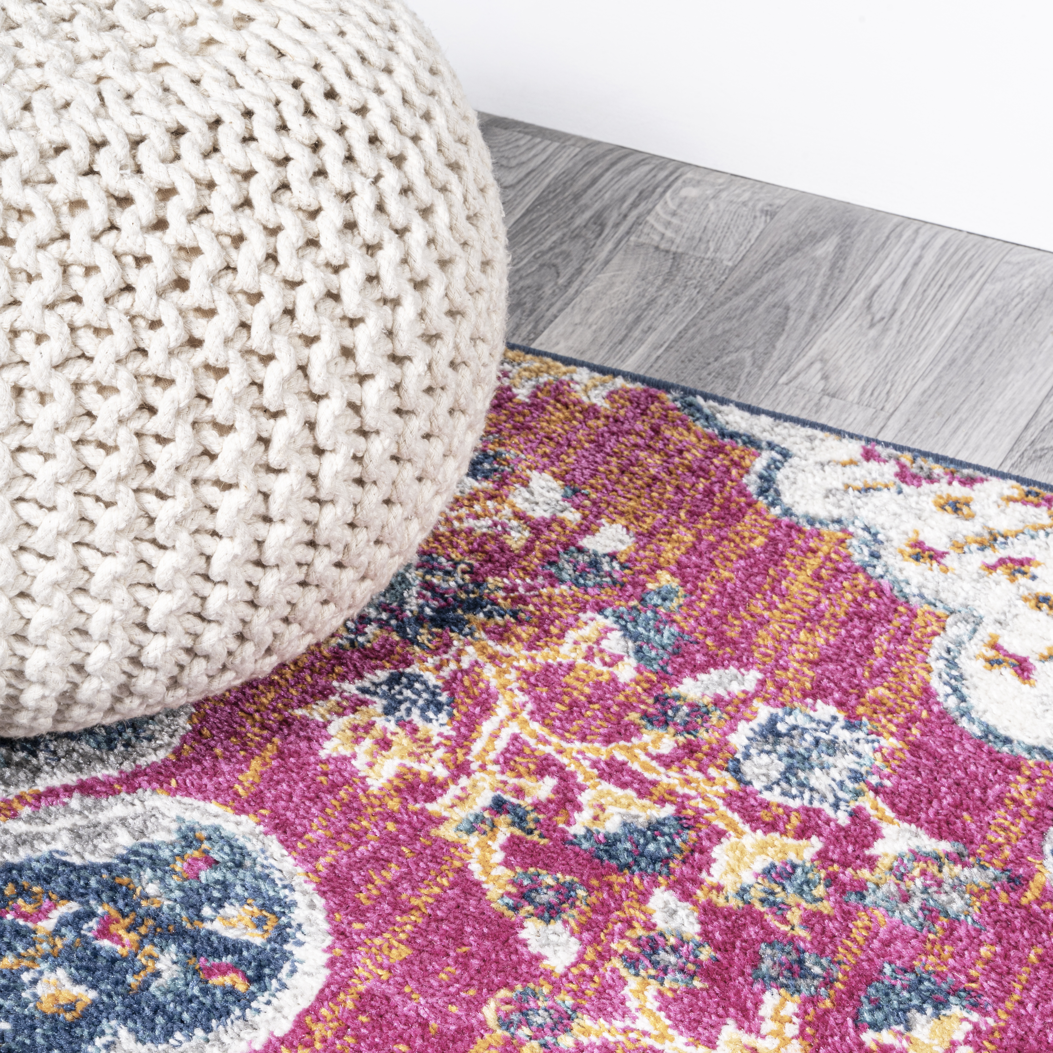 JONATHAN Y FLAIR Boho Vintage Medallion Plush Indoor Area Rug Blue Multicolor - Picture 33 of 49