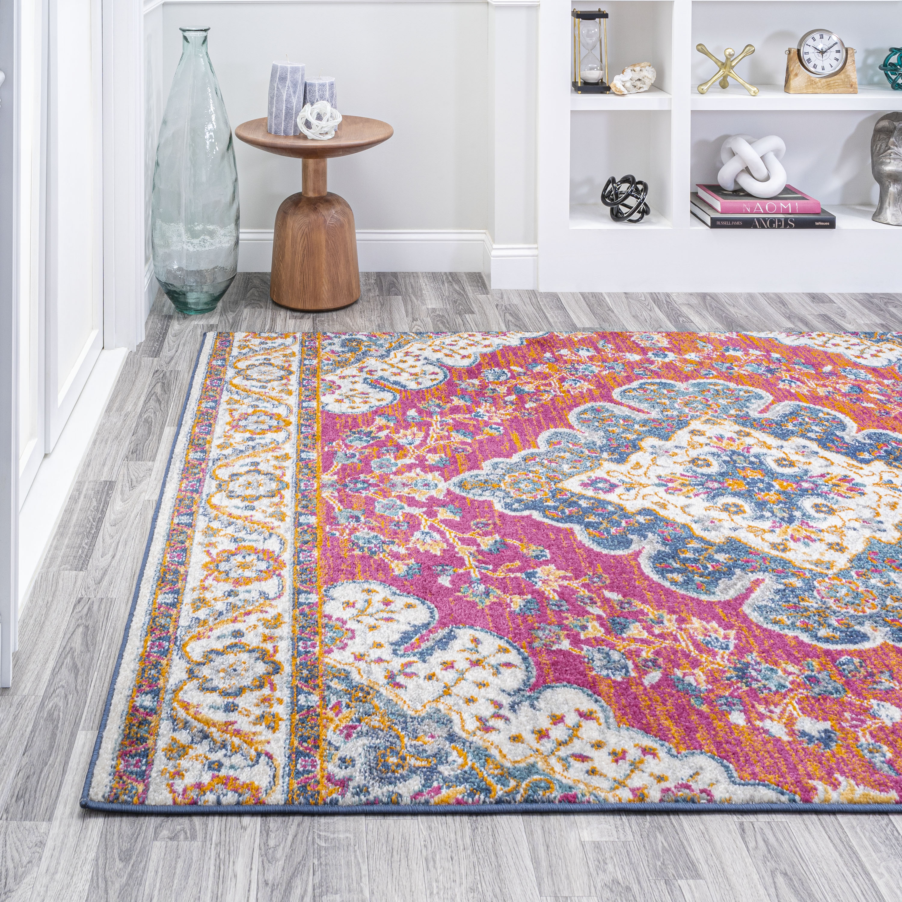 JONATHAN Y FLAIR Boho Vintage Medallion Plush Indoor Area Rug Blue Multicolor - Picture 28 of 49