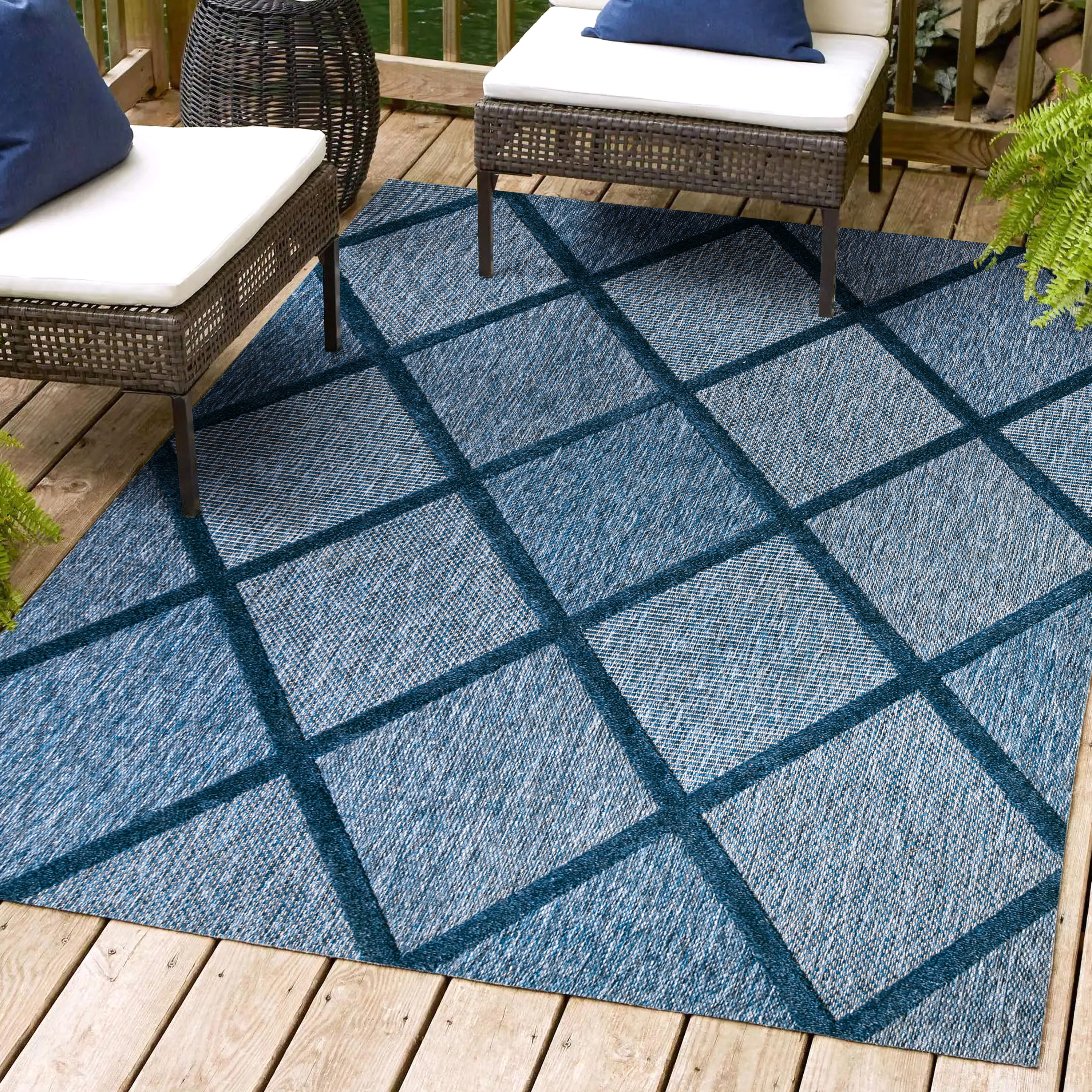 JONATHAN Y IBZ101 Salines Diamond Trellis, Casual Indoor/Outdoor Area Rug
