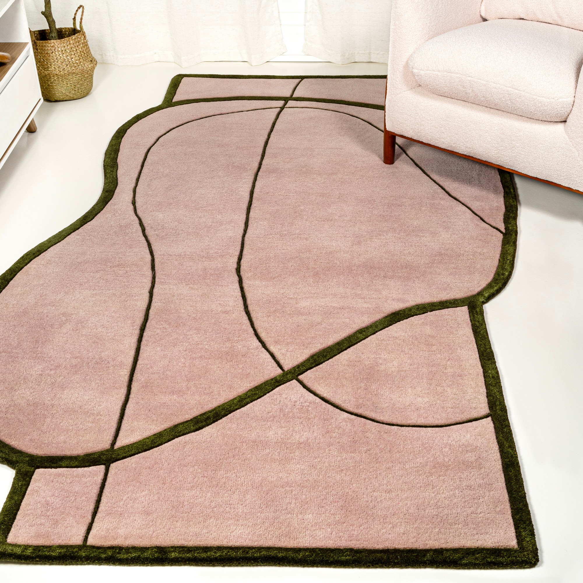 JONATHAN Y GST102 Mosaic Coastal Geometric Border Handwoven Wool Area Rug