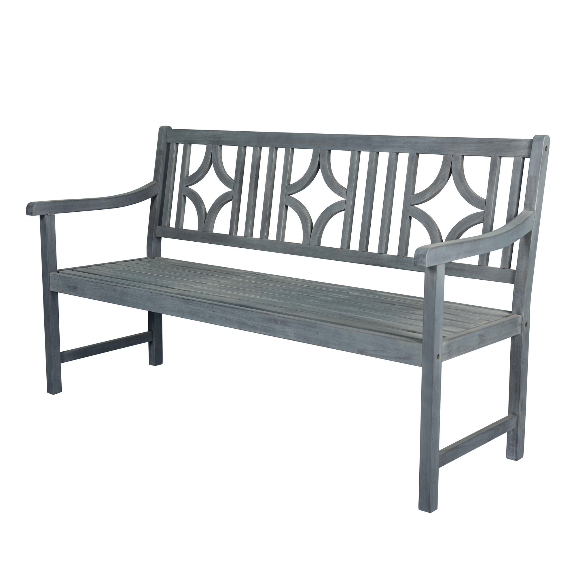 JONATHAN Y BNH100 Sloane Ogee Diamond Back Acacia Outdoor Garden Patio Bench - Picture 7 of 21