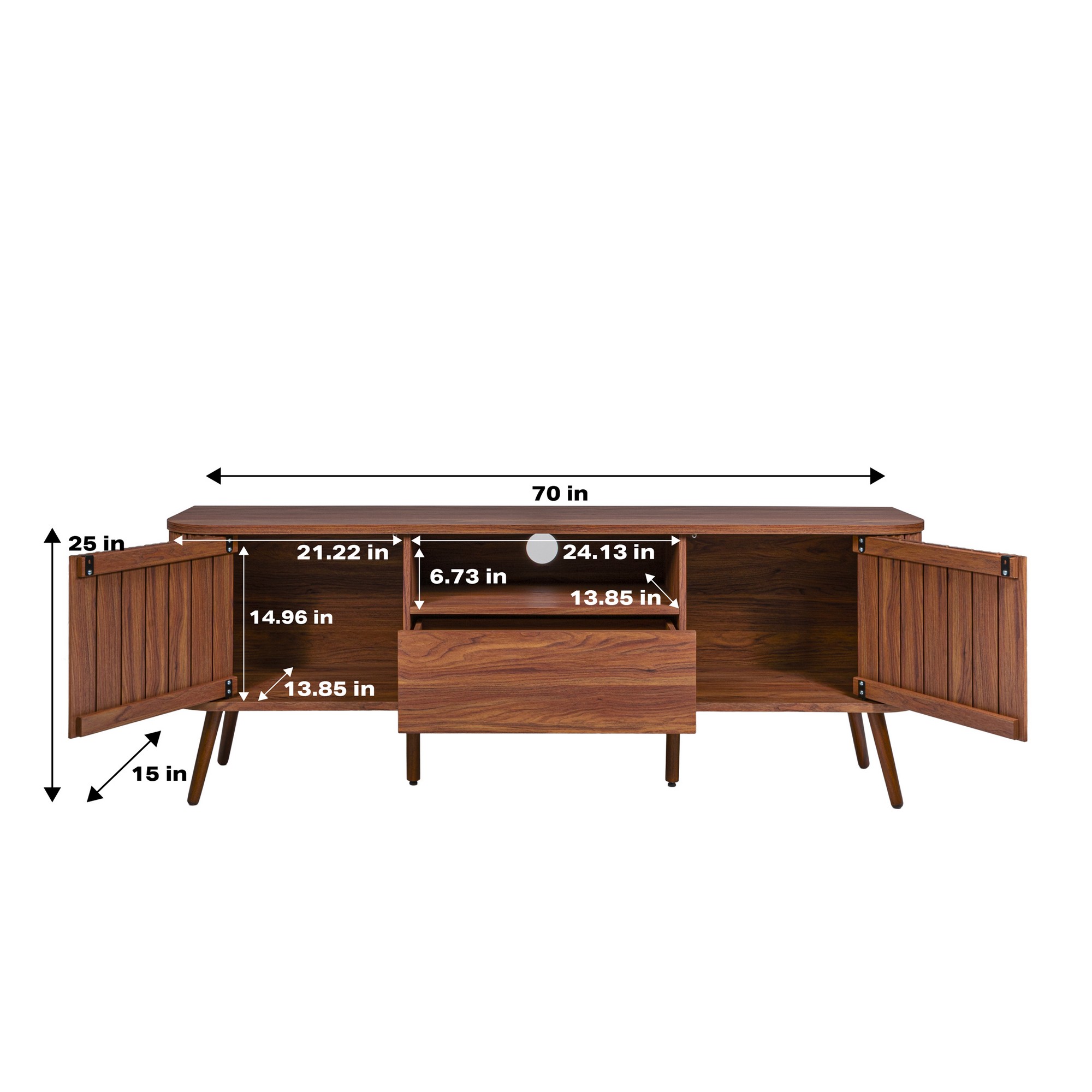 JONATHAN Y TVS1001 Damien Farmhouse Curved TV Stand w/ Drawer and